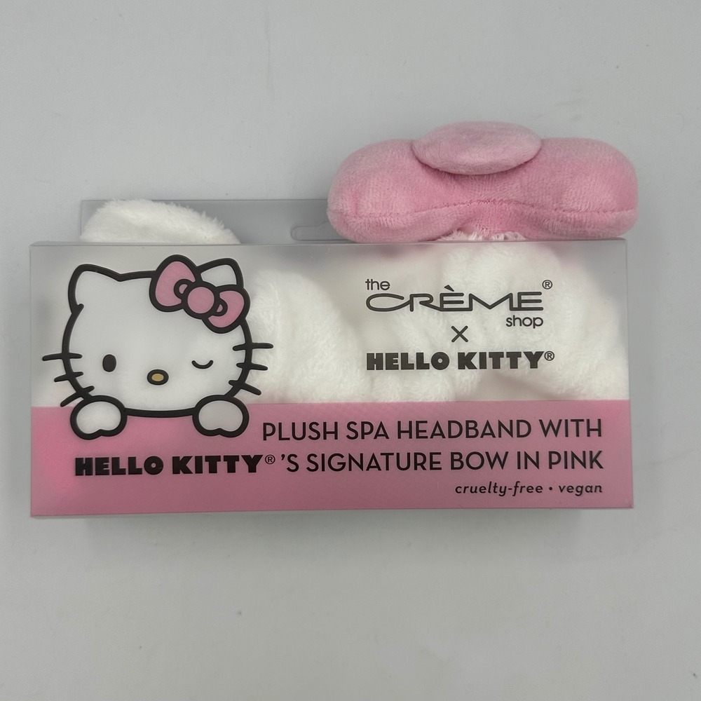 The Crème Shop x Hello Kitty Plush Spa Headband Pink Bow White Cute sanrio NEW